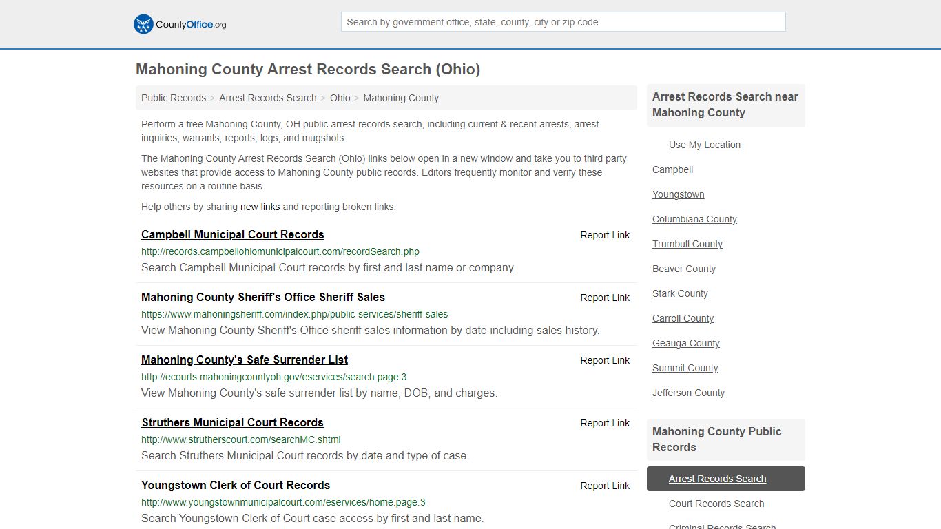 Arrest Records Search - Mahoning County, OH (Arrests ...