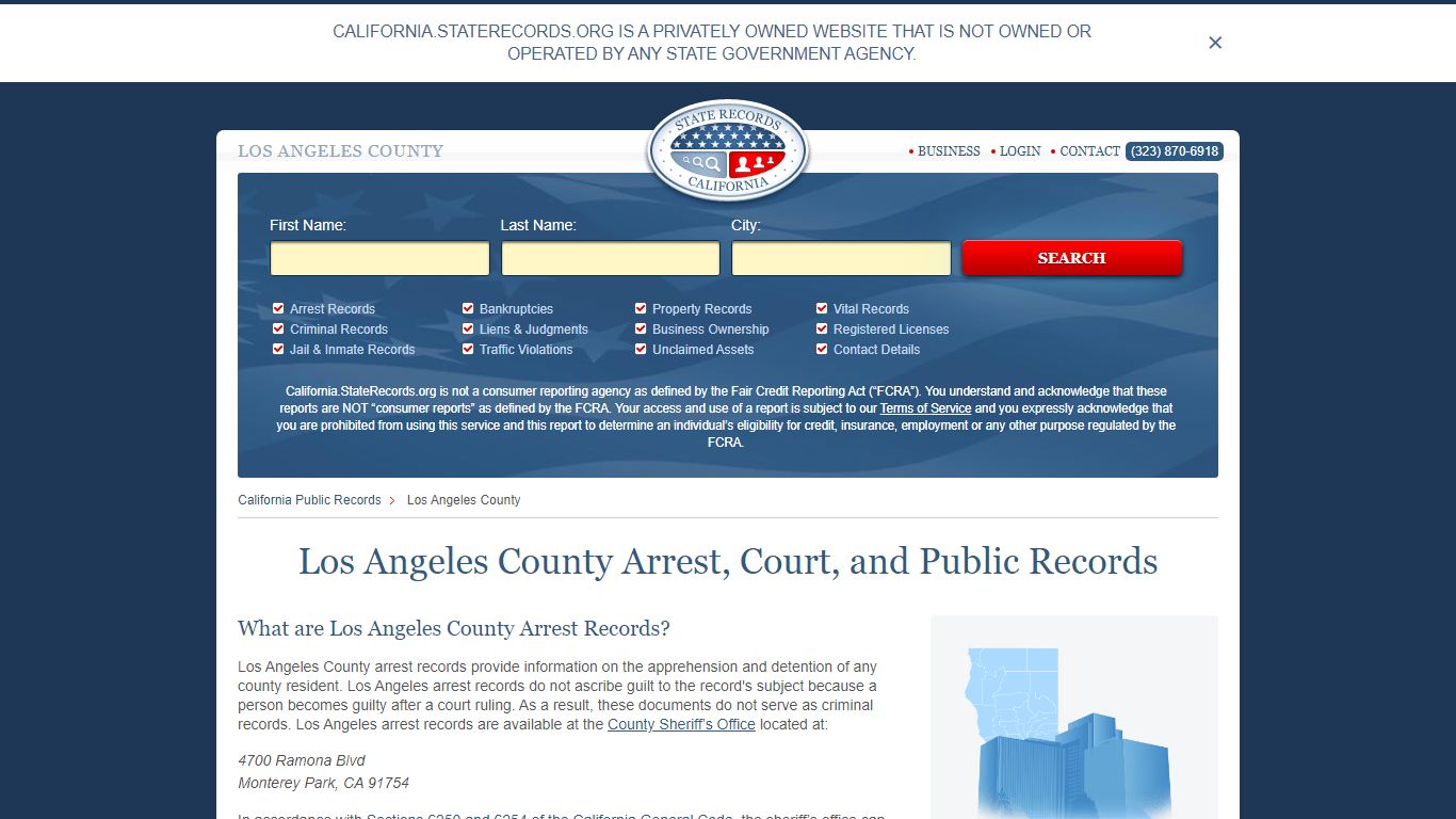 Los Angeles County Arrest, Court, and Public Records